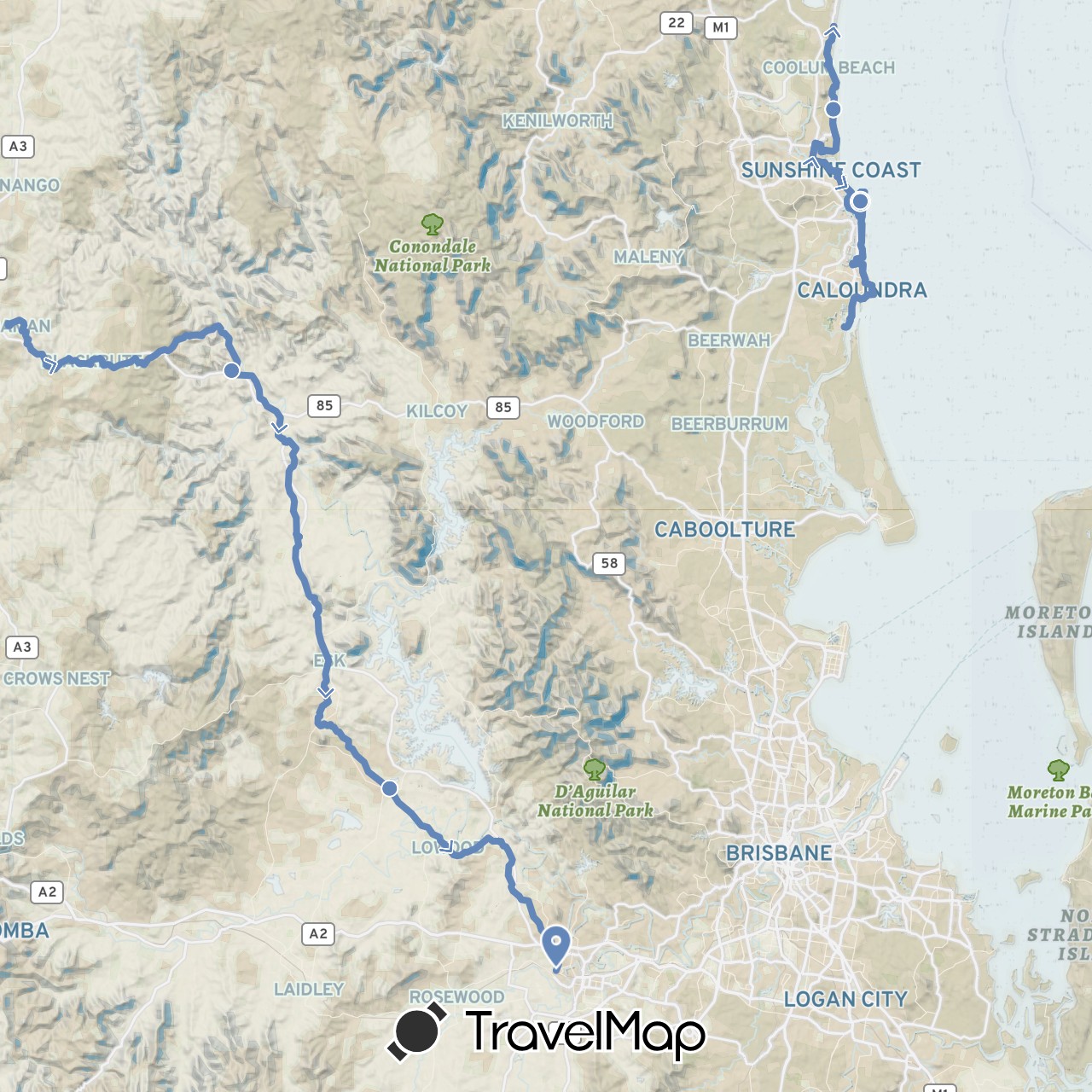 TravelMap itinerary: driving, cycling in Australia (Oceania)