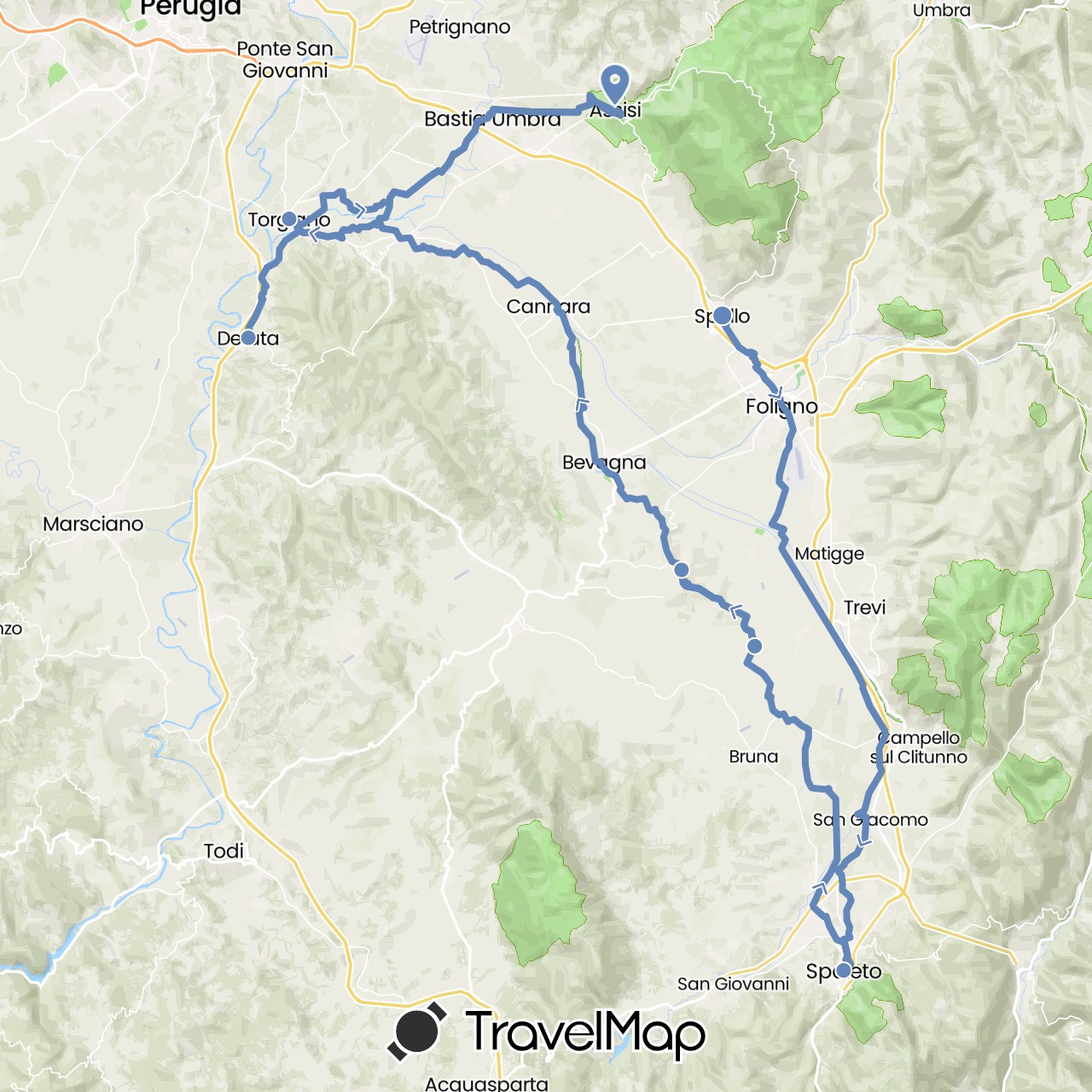 TravelMap itinerary: driving, cycling in Italy (Europe)